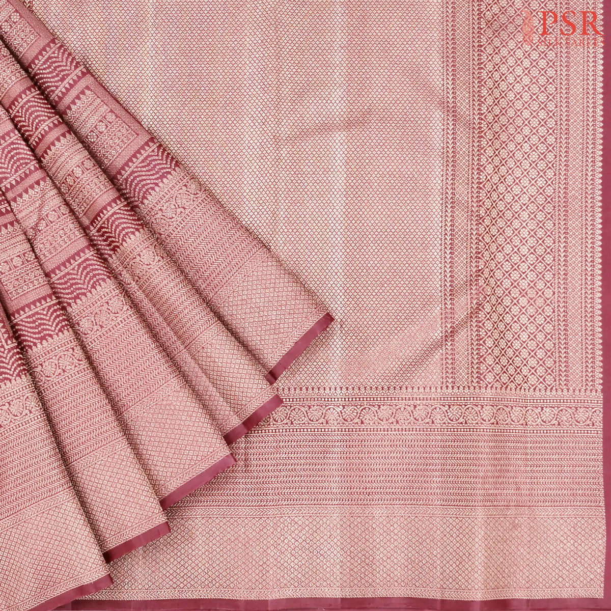 Dark Onion Purple Kanchipuram Jacquard Silk Saree