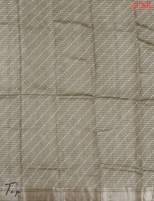 Triple Grey Olive Assam Silk Dress Material