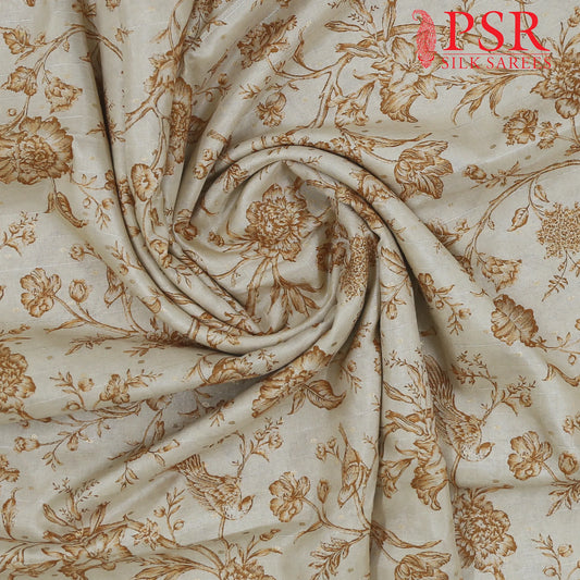 Beige Semi Tassar Print Running Material