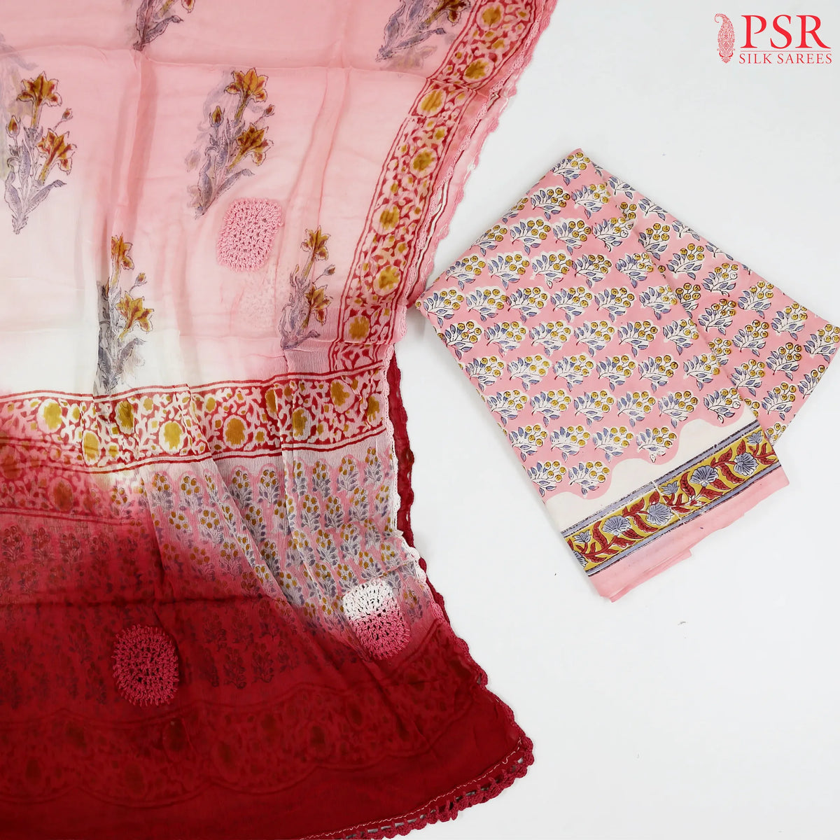 Cherry Blossom Pink Pure Cotton Dress Material