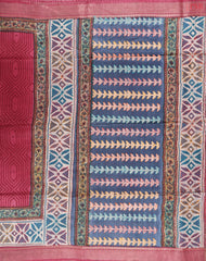 Crimson Kadhi Tussar Silk Saree