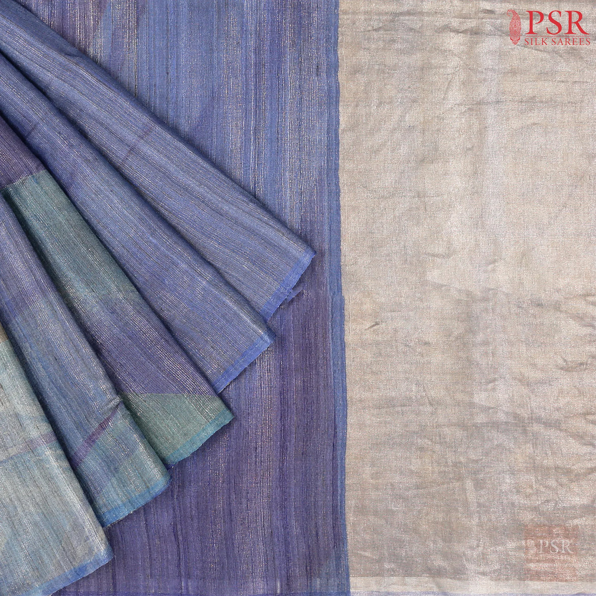 Cornflower Blue Kadhi Tussar Tissue Silk Saree