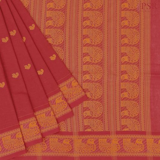 Persian Red Byloom Cotton Saree
