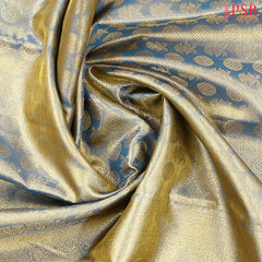 Golden Teal Kanchipuram Jacquard Tissue Silk Saree