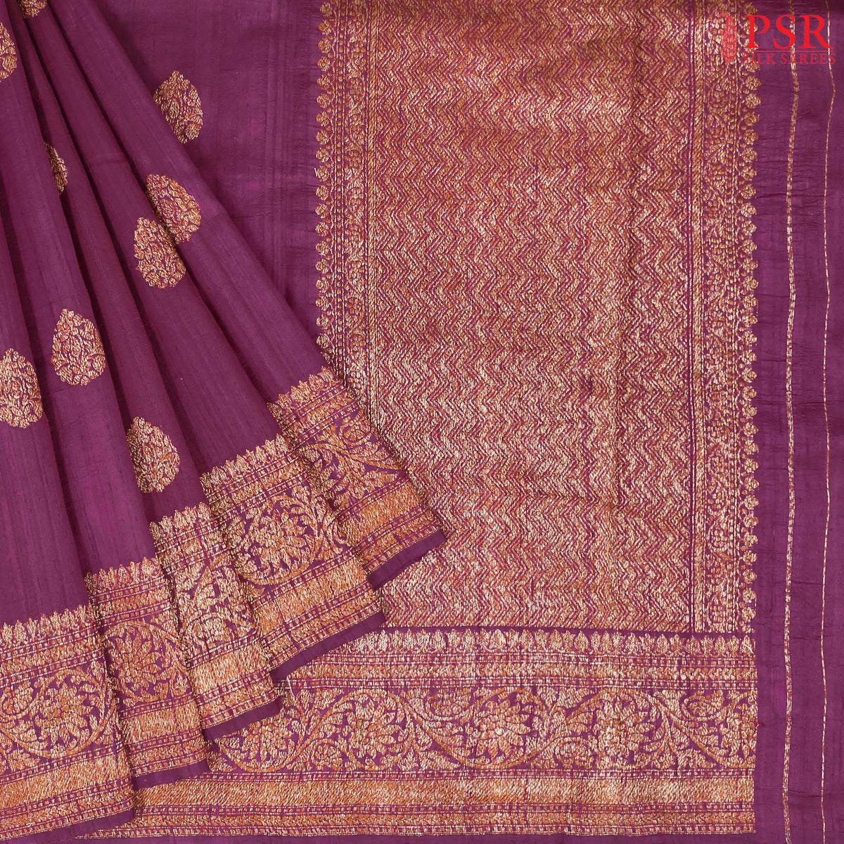 Dark Purple Banaras Jute Silk Saree