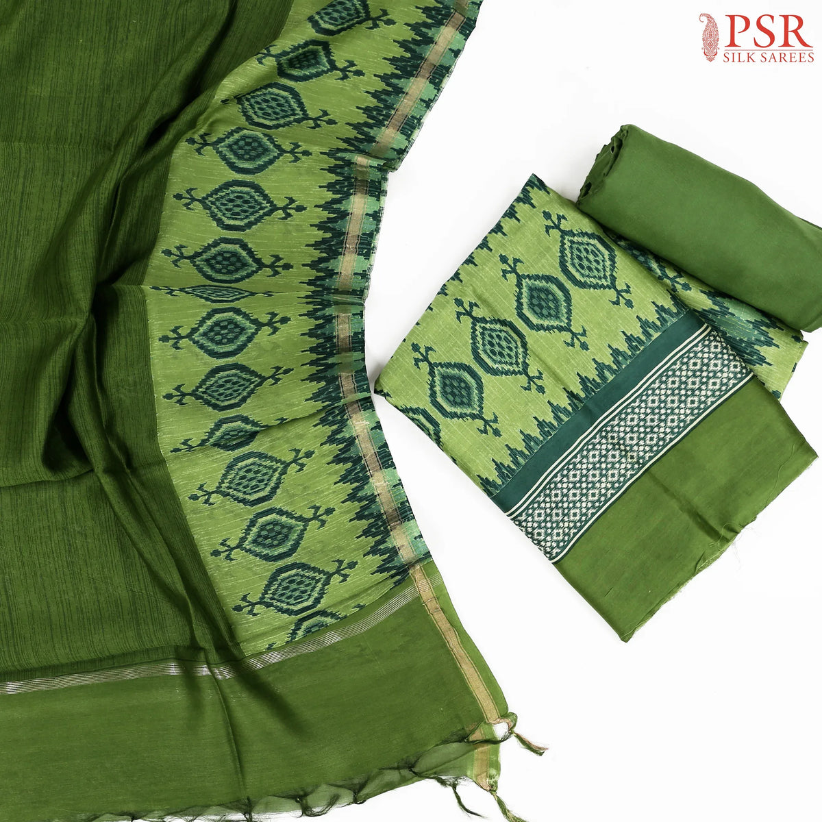 Green Silk Cotton Dress Material