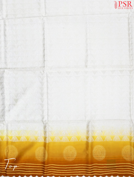 Off White & Mustard Yellow Chanderi Dress Material