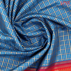 Cerulean Blue Kanchipuram Jacquard Silk Saree
