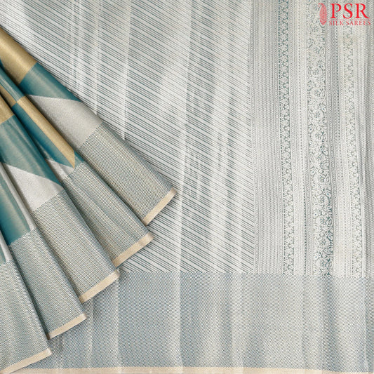 Turquoise Teal Tissue Art Silk Saree