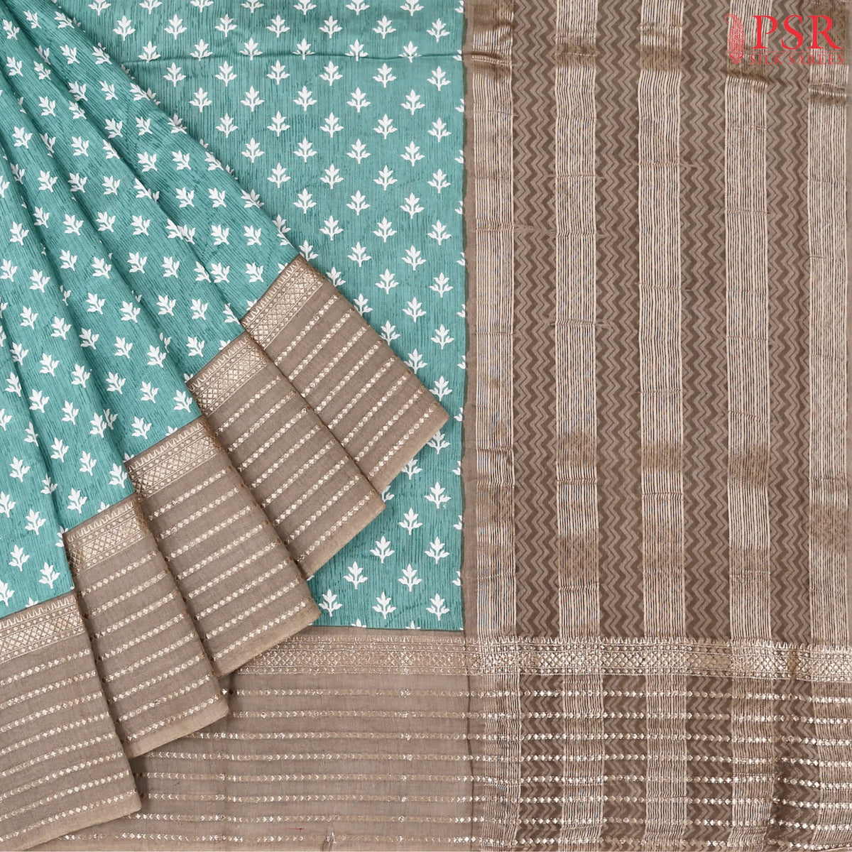 Crystal Turquoise Assam Saree