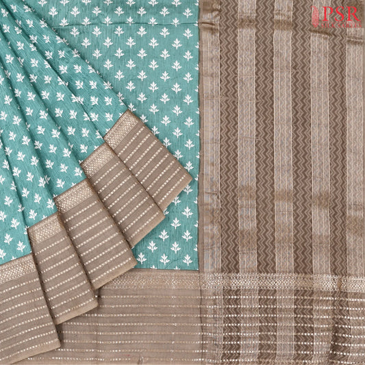 Crystal Turquoise Assam Saree