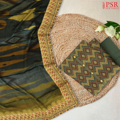 Dark Moss Green Pure Silk Cotton Dress Material