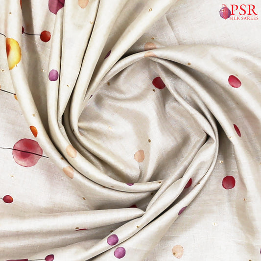 Pearl Beige Semi Tussar Saree