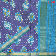 Peacock Blue Soft Patola Silk Cotton Dress Material