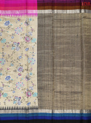 Taupe Grey Ghicha Kadhi Tussar Silk Saree