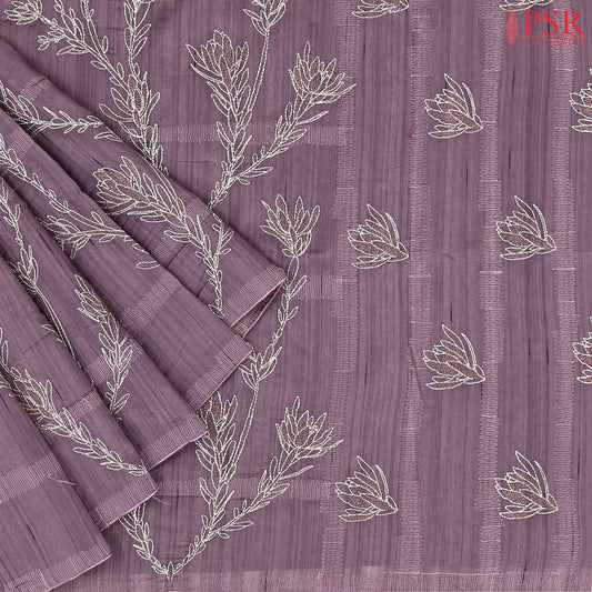 Chinese Violet Kosa Embroidery Saree