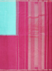 Raspberry Pink & Tiffany Blue Kanchipuram Half & Half Silk Saree