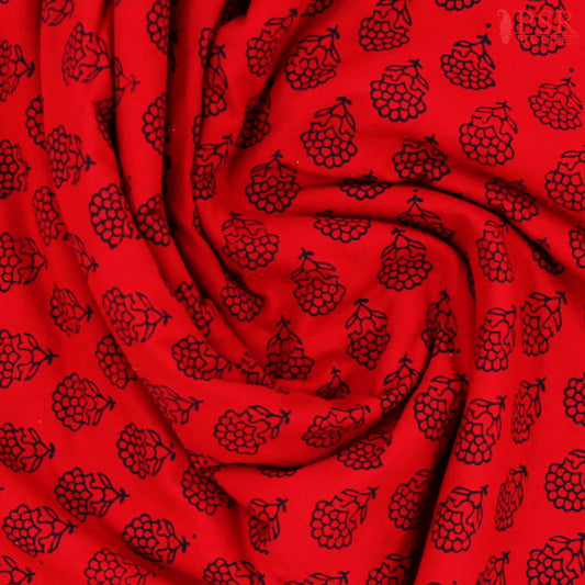Red Cotton Print Running Material