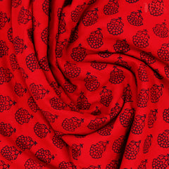 Red Cotton Print Running Material