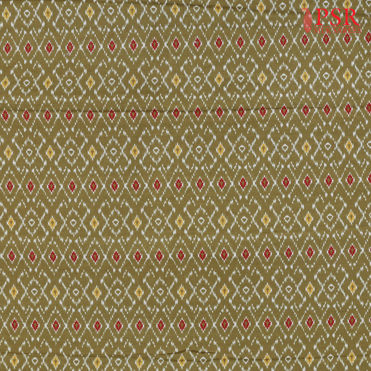 Olive Semi Tassar Ikkat Print Running Material