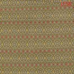 Olive Semi Tassar Ikkat Print Running Material