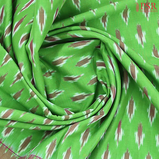 Parakeet Green Ikkat Cotton Saree