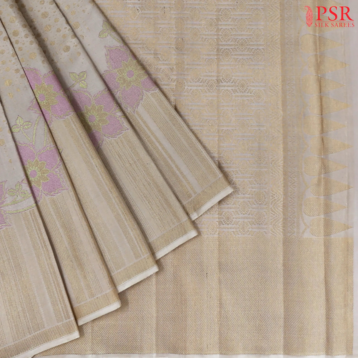 Pearl Beige Kanchipuram Silk Saree
