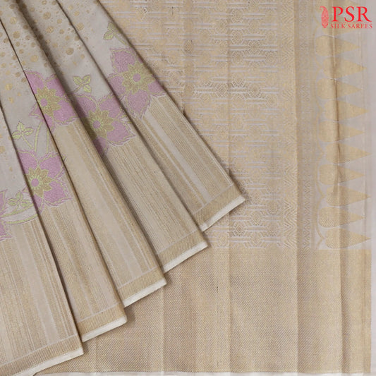 Pearl Beige Kanchipuram Silk Saree