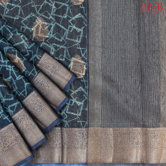 Dark Blue Bamboo Silk Sarees