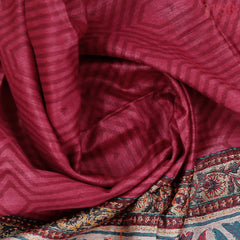 Crimson Kadhi Tussar Silk Saree