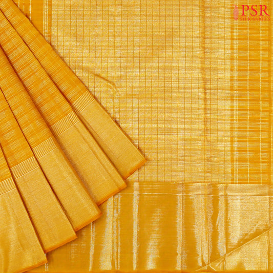 Amber Yellow Kanchipuram Silk Saree