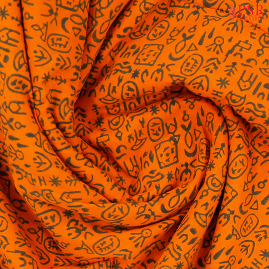 Orange Cotton Print Running Material