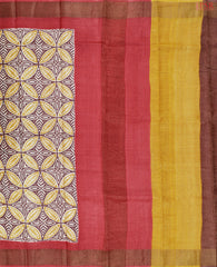 Brown & Musatrd Yellow Tussar Silk Saree