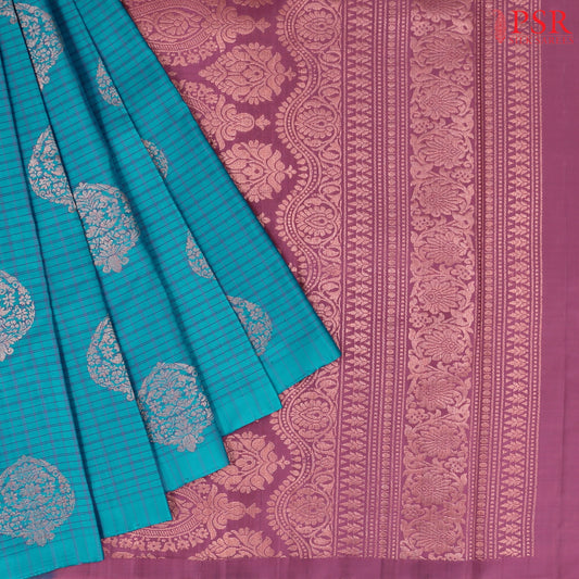 Cyan Blue Soft Silk Saree