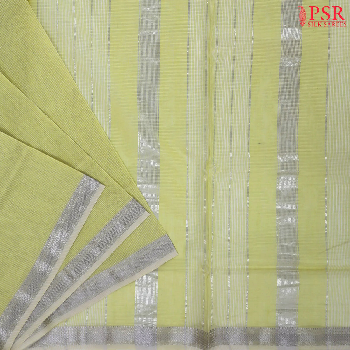 Lemon Grass Yellow Maheshwari Silk Cotton Saree