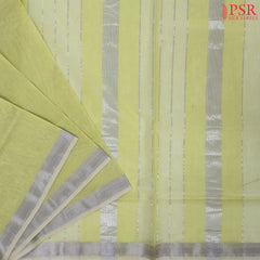 Lemon Grass Yellow Maheshwari Silk Cotton Saree