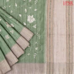 Asparagus Green Semi Tussar Saree