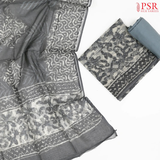 Dark Grey Kota Cotton Dress Material