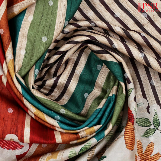 Royal Beige Semi Tussar Saree