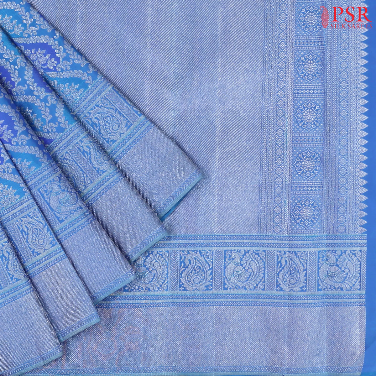 Maya Blue Kanchipuram Jacquard Silk Saree