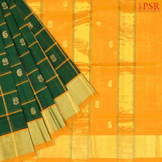 Dark Green Cotton Silk Saree