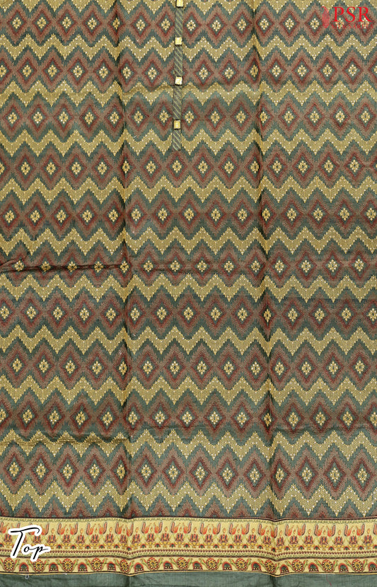 Dark Moss Green Pure Silk Cotton Dress Material