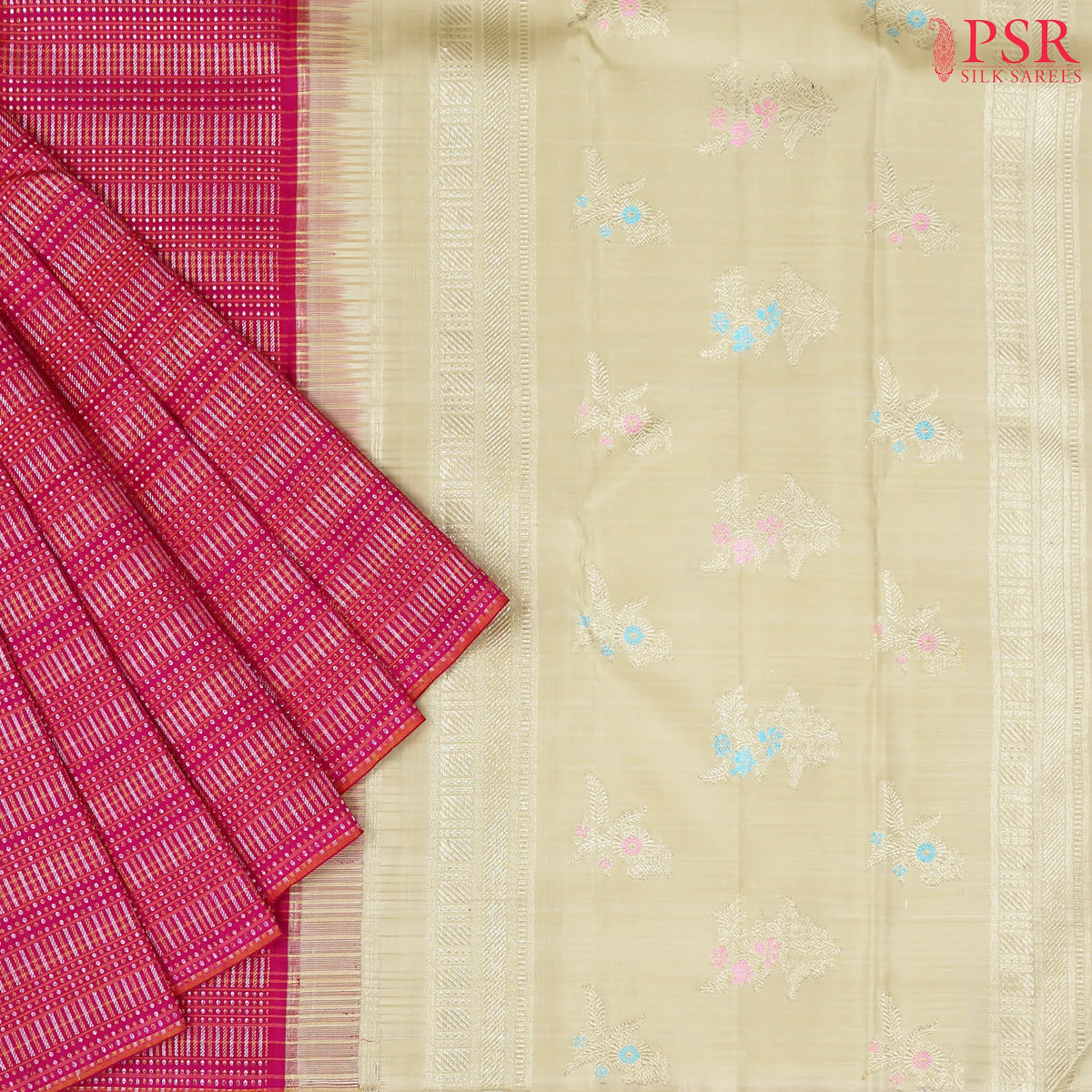 Cerise Pink Kanchipuram Silk Saree