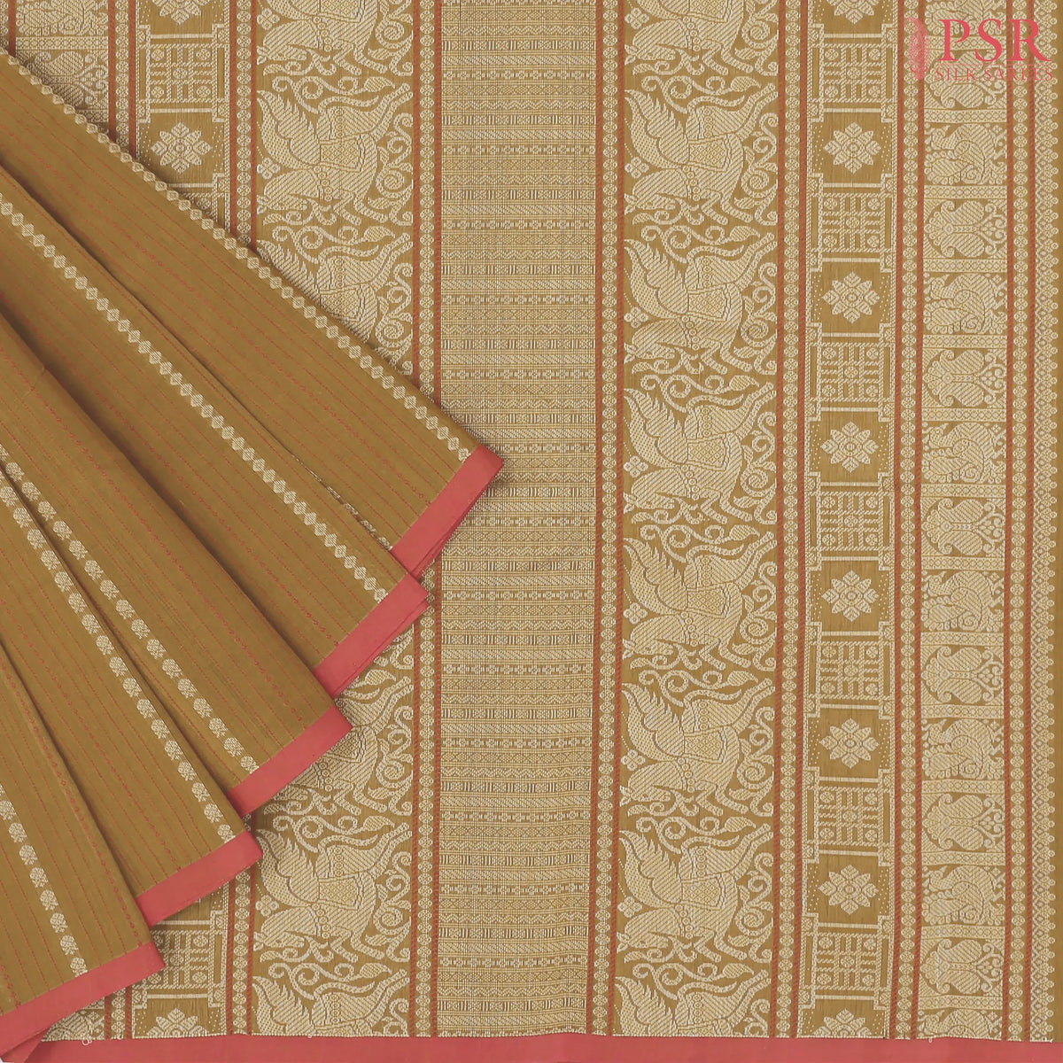 Mustard Brown Kalakshetra Kovai Cotton Saree
