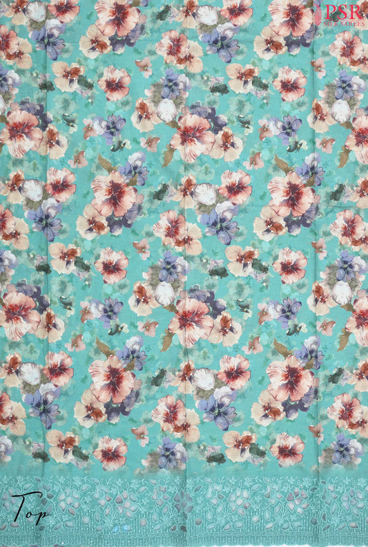Turquoise Blue Cotton Dress Material
