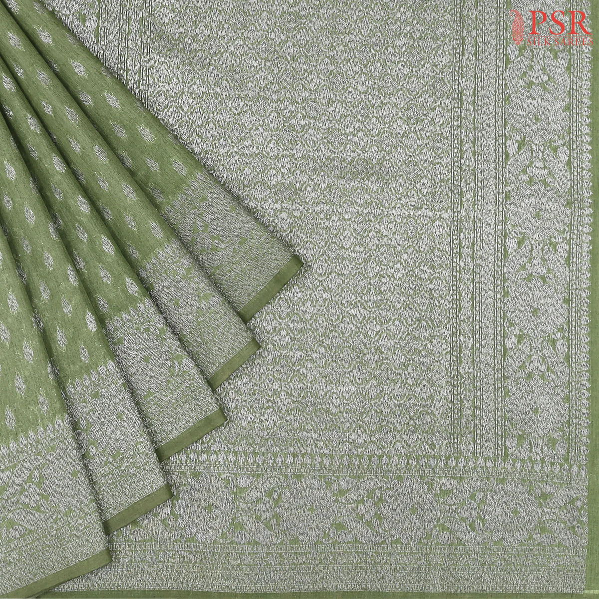 Moss Green Mau Kadi Banaras Saree
