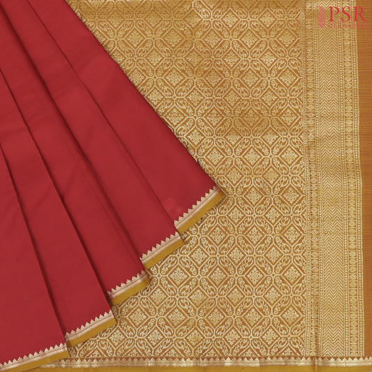 Carmine Red Arani Silk Saree