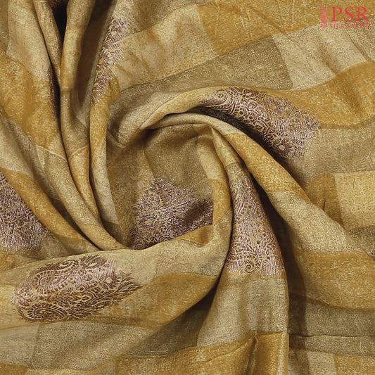 Olive Yellow Chanderi Silk Cotton Saree