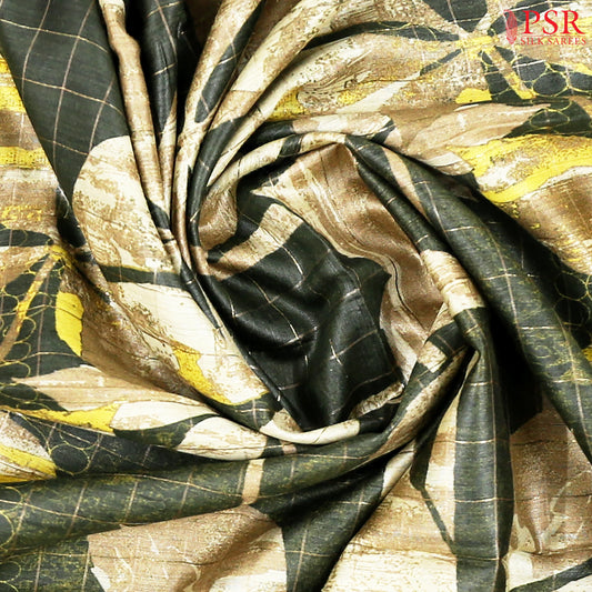 Army Green Kadhi Tussar Silk Saree