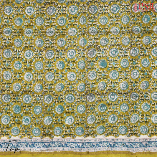 Warm Olive Chanderi Silk Cotton Dress Material